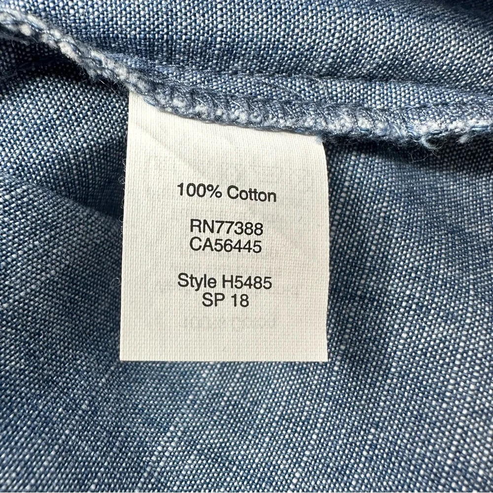 J. Crew Chambray Denim Dress Ruffle Tie-sleeve V-neck Cotton Blue Size 2
